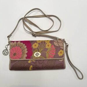 Spartina 449 Floral Daufuskie Island Crossbody Wristlet Wallet Linen Coastal